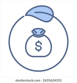 Sustainable Finance Blue Icon Vector Illustration