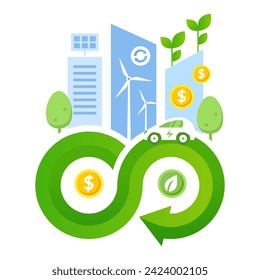 Sustainable Finance Illustration, infinity symbol circular economy 