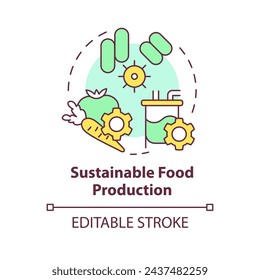 Sustainable food production multi color concept icon. Food industry standards. Alternative proteins. Round shape line illustration. Abstract idea. Graphic design. Easy to use in article, blog post