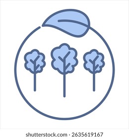Sustainable Forestry Blue Icon Vector Illustration