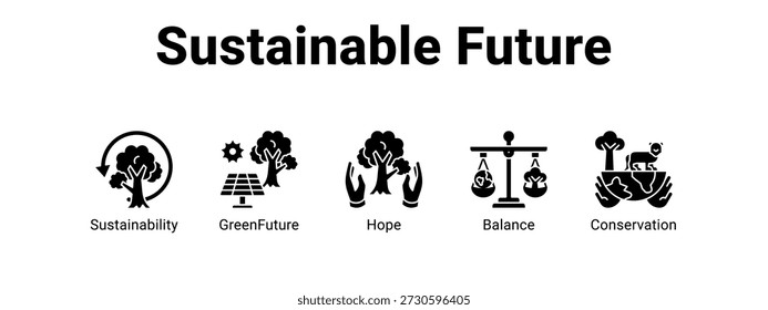 Concepto de Ilustración vectorial de ícono de Anuncio de Web futuro sostenible, con ícono de sostenibilidad, GreenFuture, Hope.