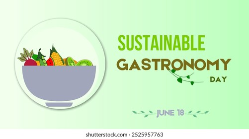 Dia da Gastronomia Sustentável, 18 de junho. Banner da campanha ou celebração