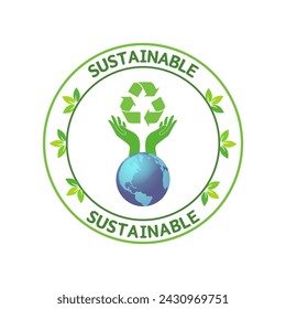 Sustainable and go green concept badge design. Protect our earth