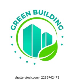 Sustainable green building, certified vector icon badge