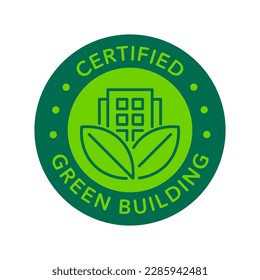 Sustainable green building, certified vector icon badge