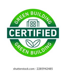 Sustainable green building, certified vector icon badge