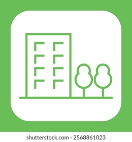 Sustainable Green building line icon.