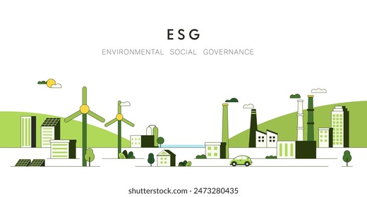 Sustainable of Green ecology and environment concept. ESG as environmental, social and governance concept. Flat Vector illustration.