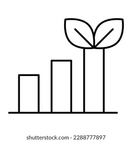 Sustainable Growth Planning, Green Business Strategy, Eco-Friendly Development, Forest Management, Natural Resource Utilization vector line icon with editable stroke.