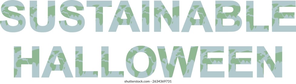 Sustainable Halloween Text Overlay Green Eco Typography isolated on transparent background. Eco-friendly holiday marketing and environmental awareness campaigns. Halloween concept. Vector illustration