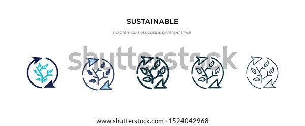 sustainable\
icon in different style vector illustration. two colored and black\
sustainable vector icons designed in filled, outline, line and\
stroke style can be used for web, mobile,\
ui