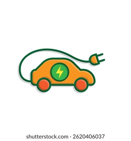 sustainable icon. eco friendly car vector. electric car symbol. reuse, recycle, zero emission, green energy, web, technology. simple design style 3d