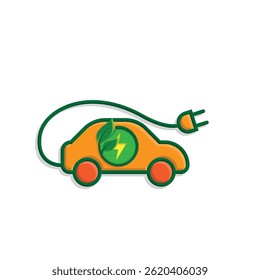 sustainable icon. eco friendly car vector. electric car symbol. reuse, recycle, zero emission, green energy, web, technology. simple design style 3d