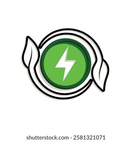 sustainable icon. green energy vector. tree and lightning symbol. reuse, recycle, net zero, green energy, ecofriendly concept. Mixed design style