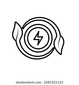 sustainable icon. green energy vector. tree and lightning symbol. reuse, recycle, net zero, green energy, ecofriendly concept. Line design style