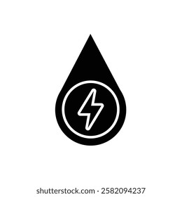 sustainable icon. green energy vector. water and lightning symbols. reuse, recycling, net zero, green energy, eco friendly concept. Solid design style