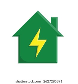 sustainable icon. green energy vector inside the house. energy source or resource office, eco-friendly energy, electricity symbol. Simple 3D design style