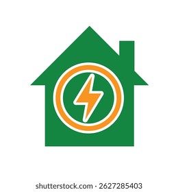 sustainable icon. green energy vector inside the house. energy source or resource office, eco-friendly energy, electricity symbol. Solid design style