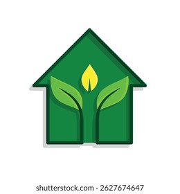 sustainable icon. green energy vector inside the house. energy source or resource office, eco-friendly energy, electricity symbol. Simple 3D design style