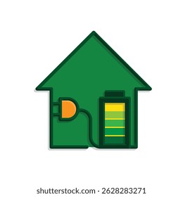 sustainable icon. green energy vector inside the house. energy source or resource office, eco-friendly energy, electricity symbol. Simple 3D design style