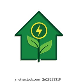 sustainable icon. green energy vector inside the house. energy source or resource office, eco-friendly energy, electricity symbol. Simple 3D design style