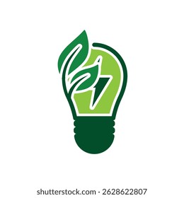 sustainable icon. green energy vector with light. energy source. resource office, eco energy, electricity symbol. Solid design style
