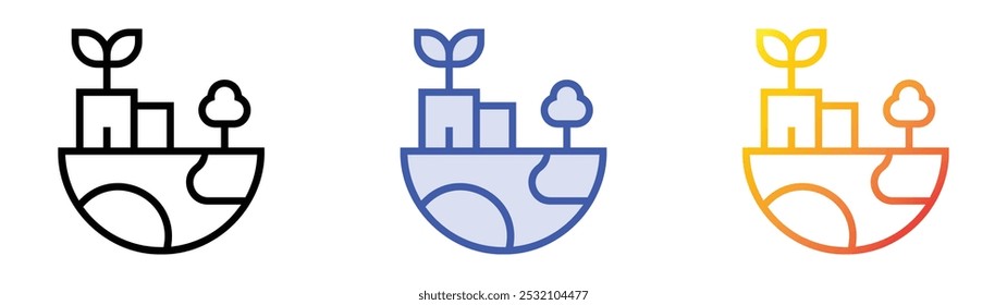 sustainable icon. Linear, Blue Fill and Gradient Style Design Isolated On White Background