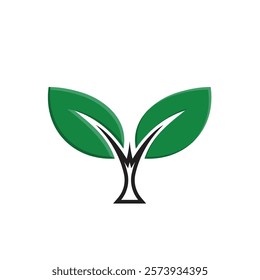 sustainable icon. plant vector. renewal, carbon reduction, net zero, green energy, eco-friendly concept, reuse, recycle. mixed design style