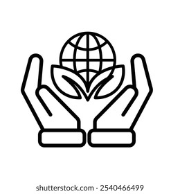 sustainable icon. save sustainably. with reuse, recycling, renewal for carbon reduction, net zero, green energy. outline design style. vector illustration