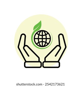 sustainable icon. save sustainably. with reuse, recycling, renewal for carbon reduction, net zero, green energy. mixed design style. vector illustration