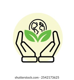 sustainable icon. save sustainably. with reuse, recycling, renewal for carbon reduction, net zero, green energy. mixed design style. vector illustration