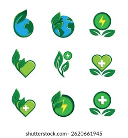 sustainable icon set. green energy vector. reuse, recycle, net zero, green energy, eco-friendly concept. Solid design style
