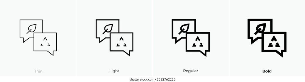 sustainable icon. Thin, Light Regular And Bold style design isolated on white background