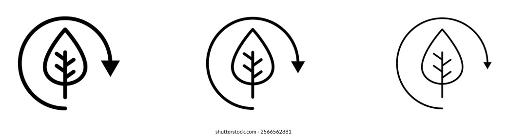 Sustainable icon in tree different line stroke sizes.