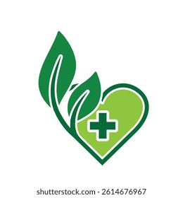 sustainable icon. vector heart and plant. reuse, recycle, net zero, green energy, eco-friendly concept. Solid design style