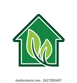 sustainable icon. vector house with plants. symbol, eco, reuse, recycle, zero emission, web. Solid style design