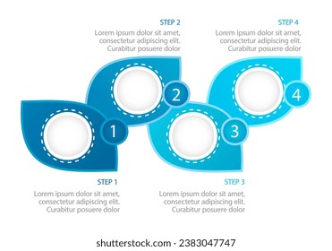 Sustainable industry infographic blue leaf chart design template. Abstract vector infochart with blank copy spaces. Instructional graphics with 4 step sequence. Visual data presentation