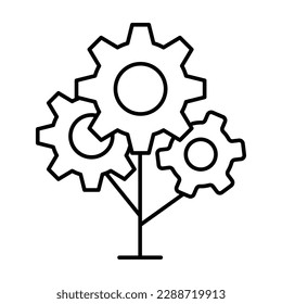 Sustainable innovation, Environmentally friendly creativity, Illuminated growth, Innovative sustainability efforts, Tree-based invention vector line icon with editable stroke.