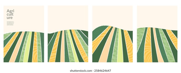 Sustainable Korean farm landscape abstract vector illustration. Vineyard and farmland aerial view. Green countryside, grassland, organic field. Eco-friendly brochure, A4 poster, exhibition flyer
