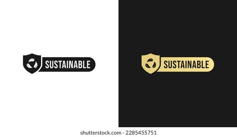 Sustainable label vector or Sustainability label vector isolated in flat style. The best Sustainable label vector for product design element. Sustainability label for product packaging design element.