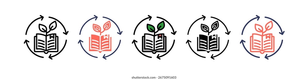 Sustainable Learning Icon Multiple Vector Illustration