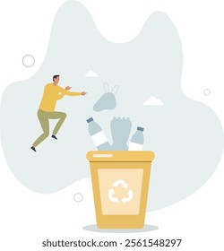 Sustainable lifestyle concept.character recycling plastic garbage.flat characters.