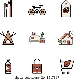 Sustainable lifestyle icon bundle eco friendly design elements