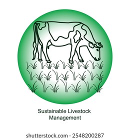 Sustainable Livestock Management Icon – A Cow and Grass Symbolizing Eco-friendly Animal Farming