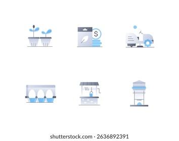 Sustainable living and agriculture - flat design style icons set