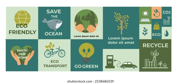 Sustainable living: eco friendly, save the ocean, recycle and go green concepts.