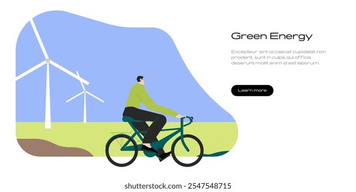 Sustainable living. Eco friendly vehicle and sustainable transportation concept. Vector illustration.