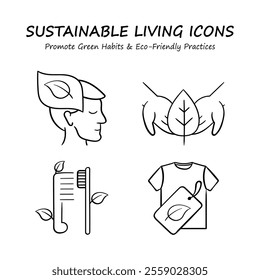 Sustainable Living Icons: Promote Green Habits and Eco-Friendly Practices.