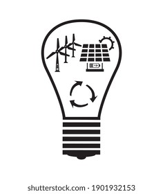 Sustainable Living, Recycling, Solar energy panel and Windmills energy sign, Clean energy