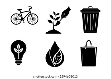 Sustainable Living Silhouette vector Bundle